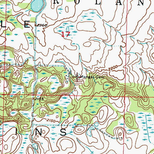 Topographic Map of Manger Cemetery, ND