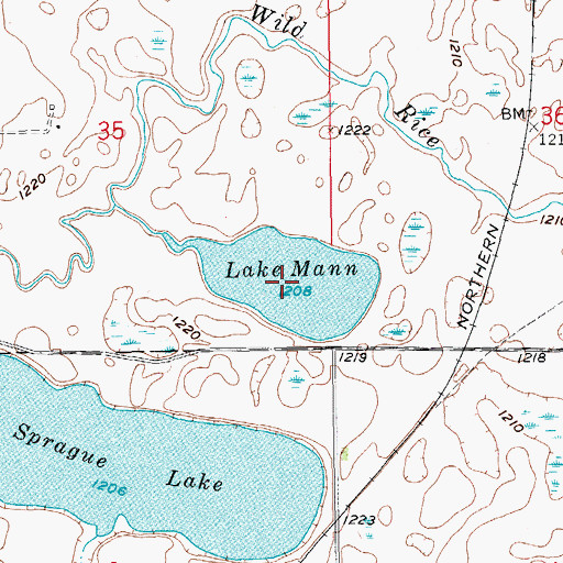 Topographic Map of Lake Mann, ND