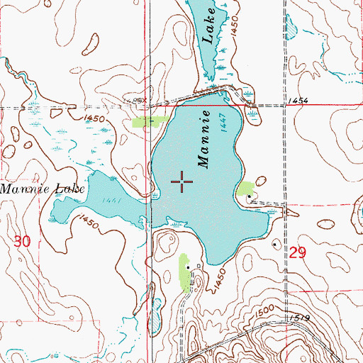 Topographic Map of Mannie Lake, ND