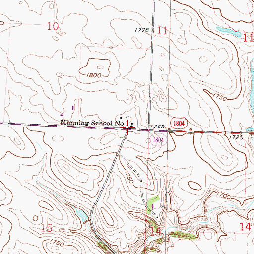 Topographic Map of Manning School Number 1, ND