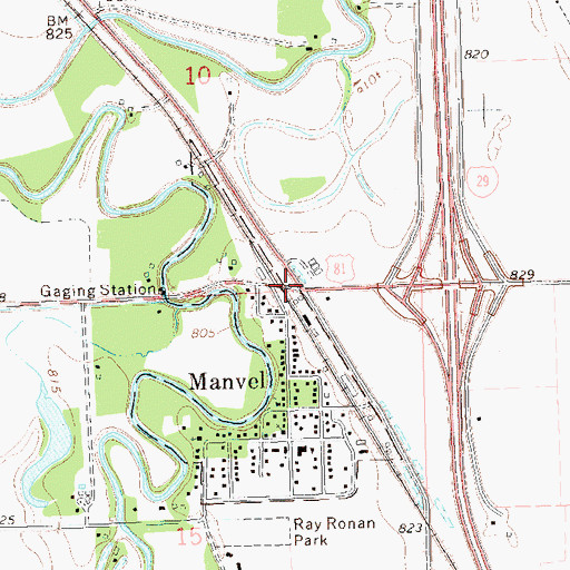 Topographic Map of Manvel, ND