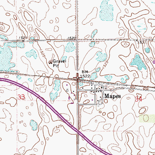 Topographic Map of Mapes, ND