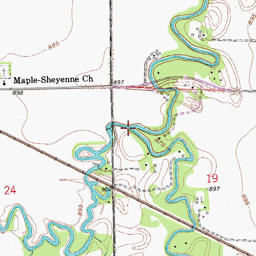 Topographic Map of Maple River, ND