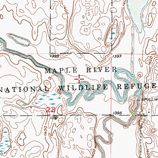 Topographic Map of Maple River National Wildlife Refuge, ND
