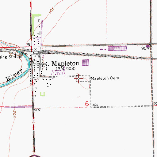 Topographic Map of Mapleton Cemetery, ND