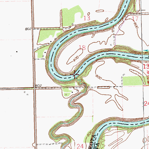 Topographic Map of North Marais River, ND