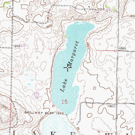 Topographic Map of Lake Margaret, ND