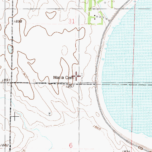 Topographic Map of Maria Cemetery, ND