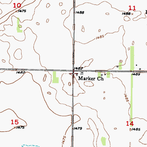 Topographic Map of Marker Church, ND