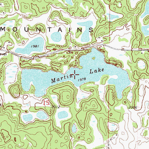Topographic Map of Martin Lake, ND
