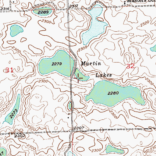 Topographic Map of Martin Lakes, ND