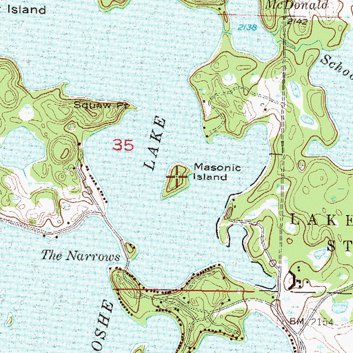 Topographic Map of Masonic Island, ND