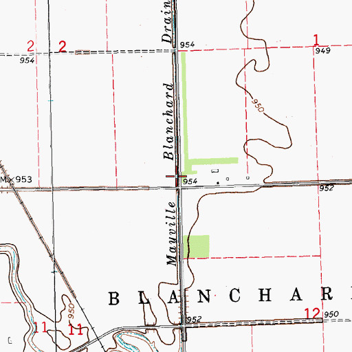 Topographic Map of Mayville Blanchard Drain, ND