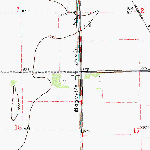 Topographic Map of Mayville Drain Number 19, ND