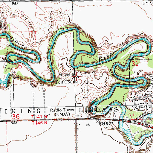 Topographic Map of Mayville Golf Course, ND