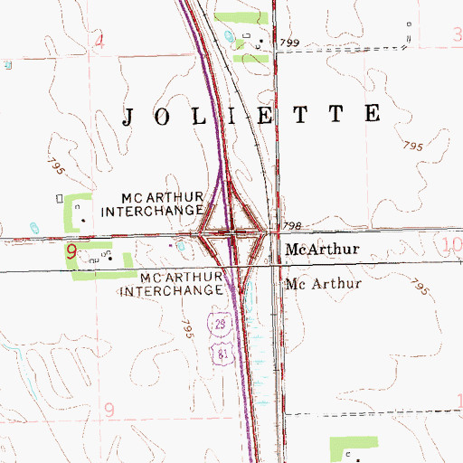 Topographic Map of McArthur Interchange, ND