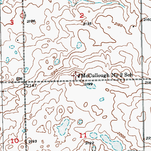 Topographic Map of McCullough Number 2 School, ND