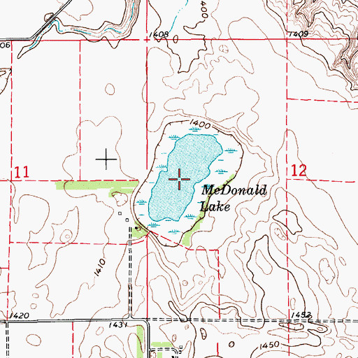 Topographic Map of McDonald Lake, ND