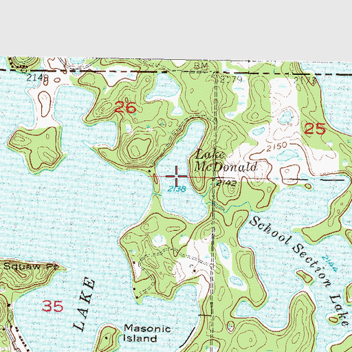 Topographic Map of Lake McDonald, ND