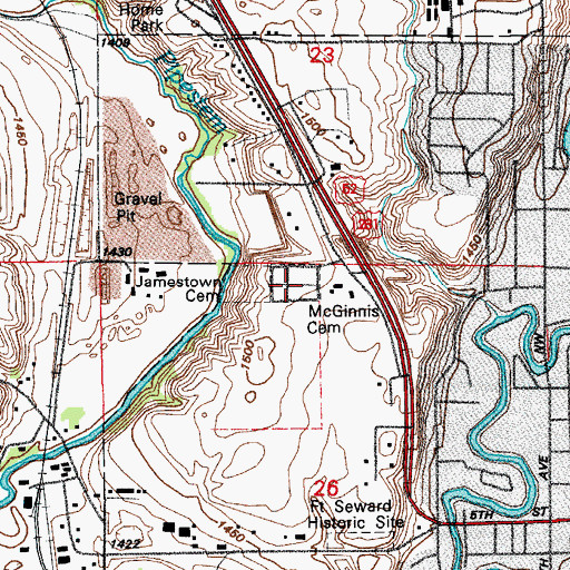 Topographic Map of McGinnis Cemetery, ND