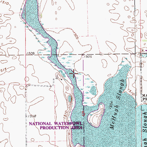 Topographic Map of McHugh Slough, ND