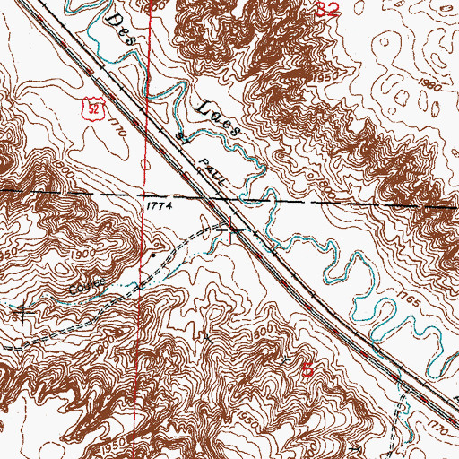 Topographic Map of McIntosh Coulee, ND