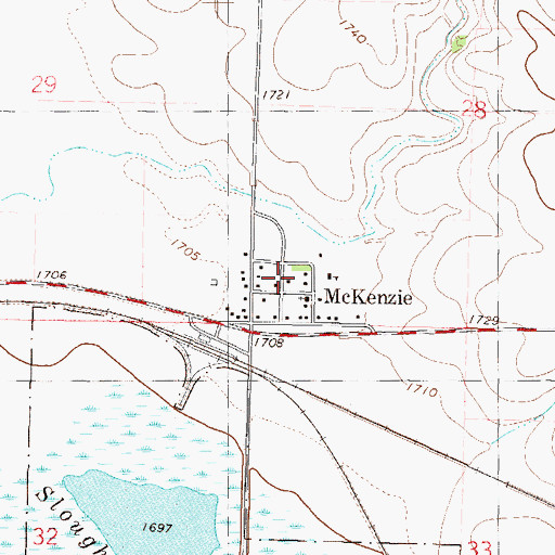 Topographic Map of McKenzie, ND