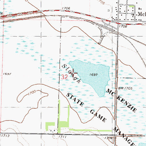 Topographic Map of McKenzie Slough, ND