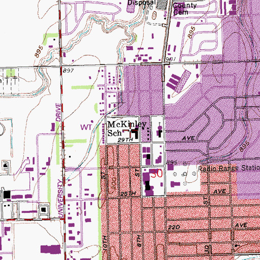 Topographic Map of McKinley Elementary School, ND