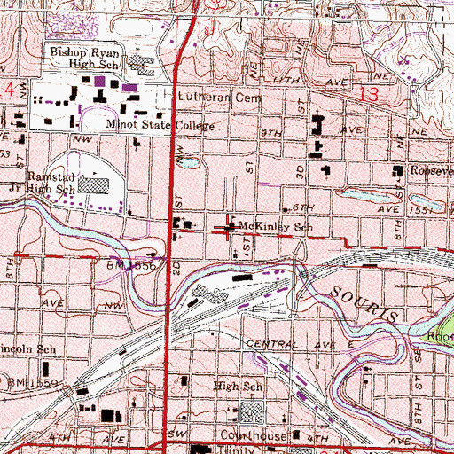 Topographic Map of McKinley Elementary School, ND