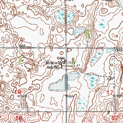 Topographic Map of McKinley School Number 3, ND