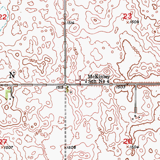Topographic Map of McKinley School Number 4, ND