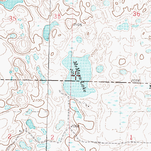Topographic Map of McMann Lake, ND