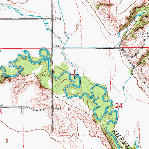 Topographic Map of McVille Coulee, ND