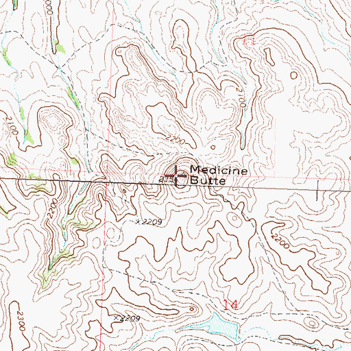 Topographic Map of Medicine Butte, ND