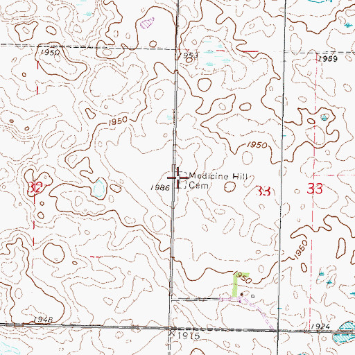 Topographic Map of Medicine Hill Cemetery, ND