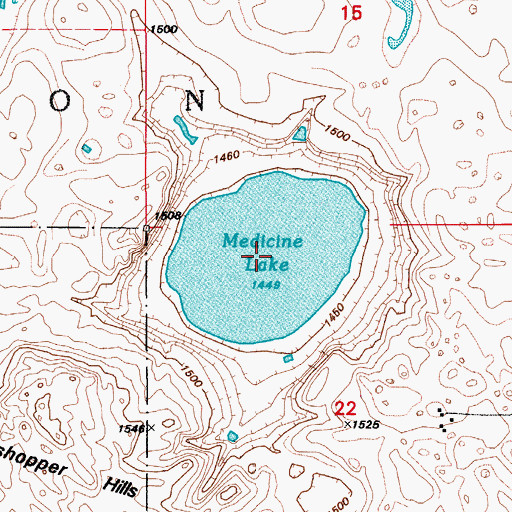 Topographic Map of Medicine Lake, ND
