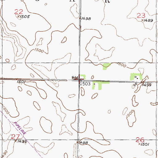 Topographic Map of Medicine Lodge School Number 1, ND