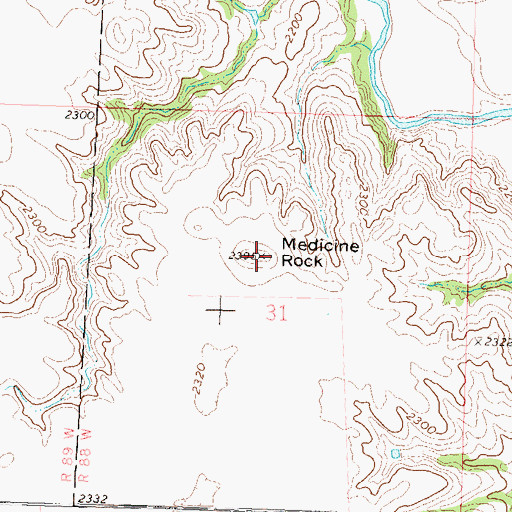 Topographic Map of Medicine Rock, ND