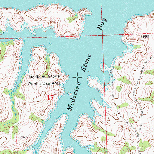 Topographic Map of Medicine Stone Bay, ND
