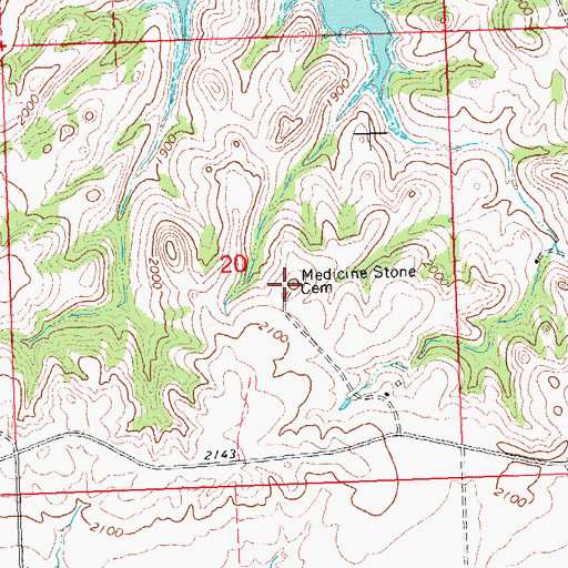 Topographic Map of Medicine Stone Cemetery, ND