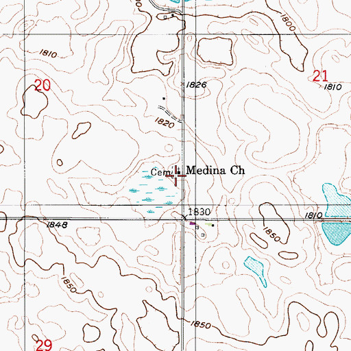Topographic Map of Medina Church, ND