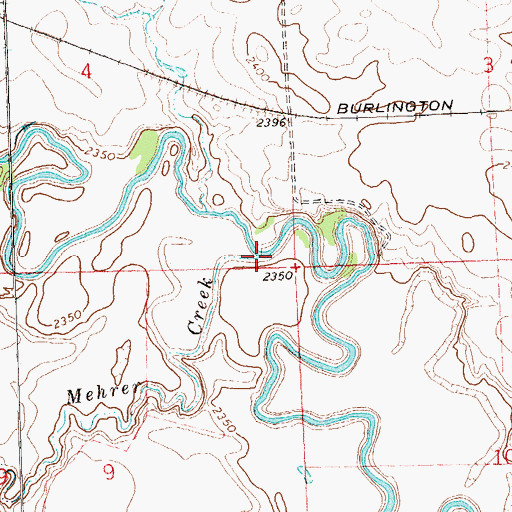 Topographic Map of Mehrer Creek, ND