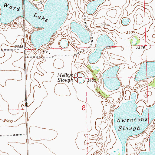 Topographic Map of Melbys Slough, ND