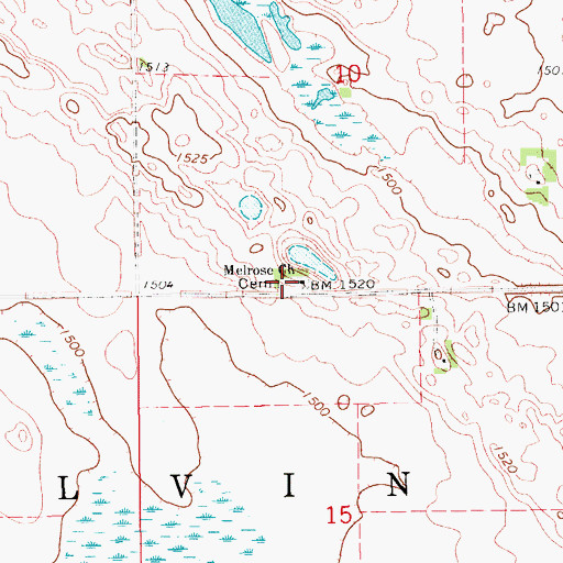 Topographic Map of Melrose Cemetery, ND