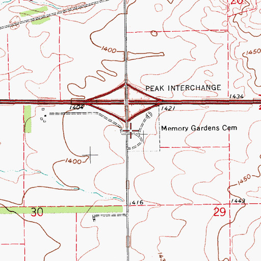 Topographic Map of Memory Gardens Cemetery, ND