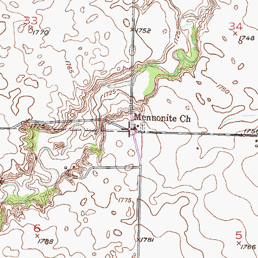 Topographic Map of Mennonite Church, ND