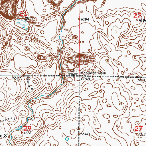 Topographic Map of Mennonite Cemetery, ND