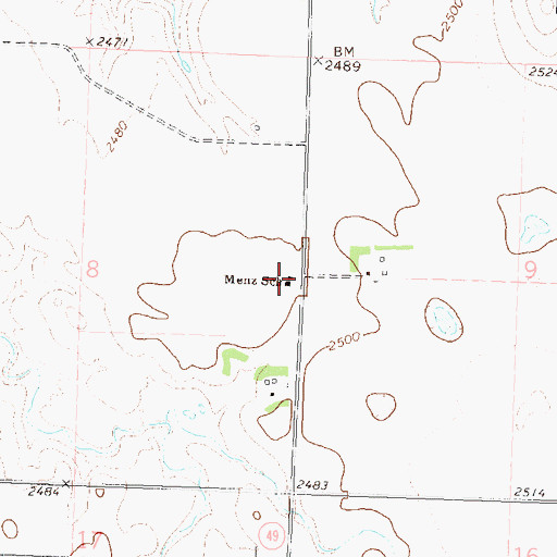 Topographic Map of Menz School, ND