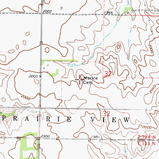 Topographic Map of Fredrich Merkel Cemetery, ND